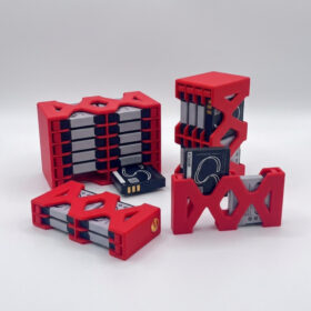 LBP61 battery caddy, red — fits Wisycom MTP61